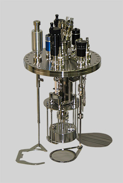 Heated stage for 4inch wafer with shutter and mask retainers on a DN 250 CF flange